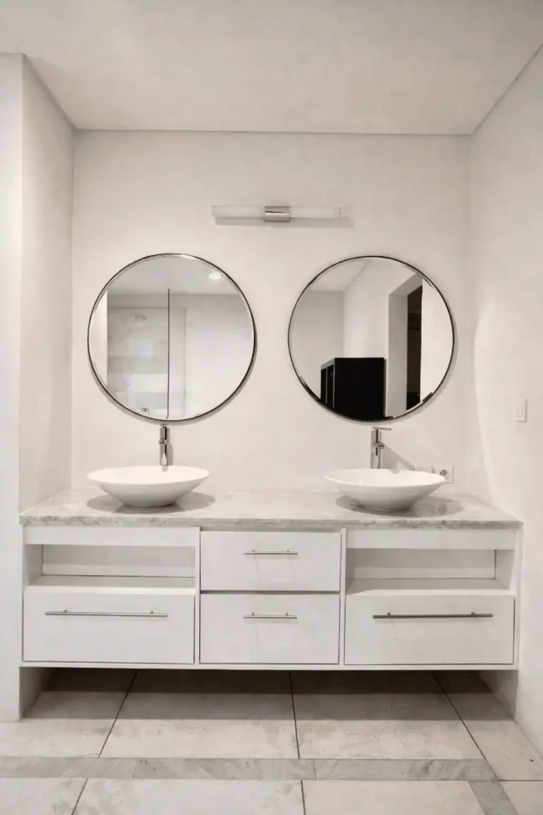 modern bathroom with twin mirrors